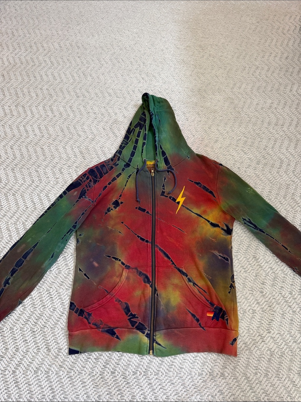 UNISEX Aviator Nation Multicolored Full-zip tie-dye Hoodie